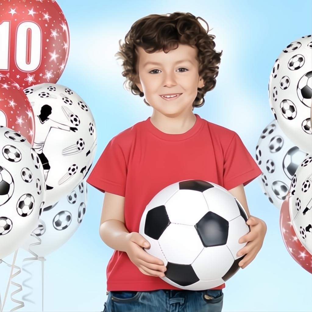 Ballons 30cm, Fussballer & Bälle, Pastel White Bedruckte Latexballons PartyDeco 2 fiestastore