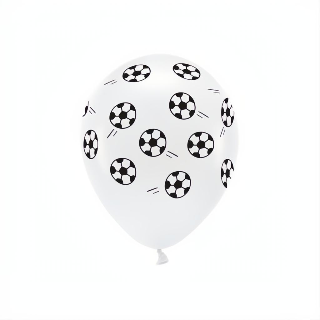 Eco Ballons 33 cm pastell, Fussball, weiss Bedruckte Latexballons PartyDeco 1 fiestastore
