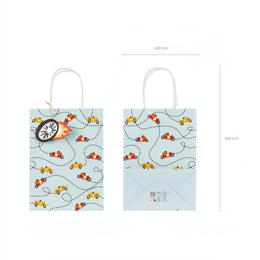 Geschenktüte Autos, 10,5x18x25 cm, Farbenmix Geschenktüten und -schachteln PartyDeco 5 fiestastore