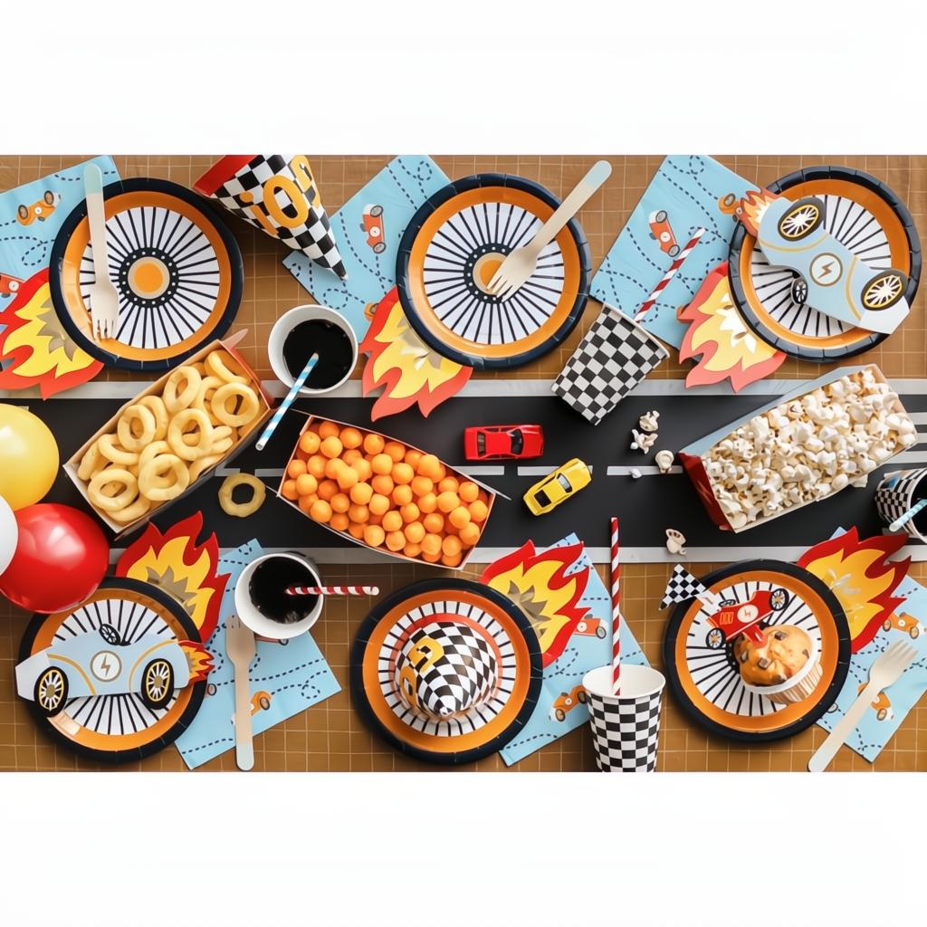Servietten Autos, 33x33 cm, Gold Servietten bedruckt PartyDeco 3 fiestastore
