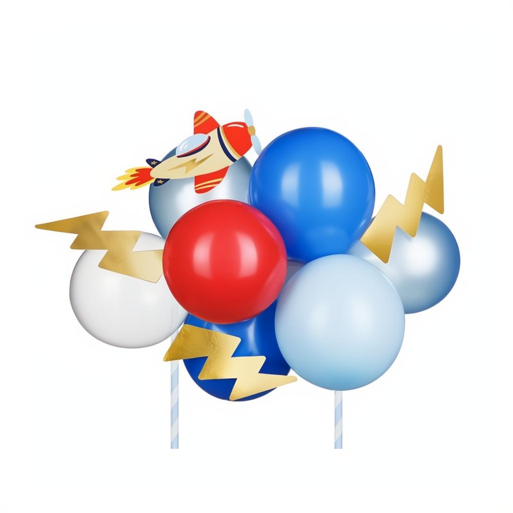 Ballon Kuchendeckel Flugzeug, 29 cm Topper für Kuchen und Muffins PartyDeco 1 fiestastore