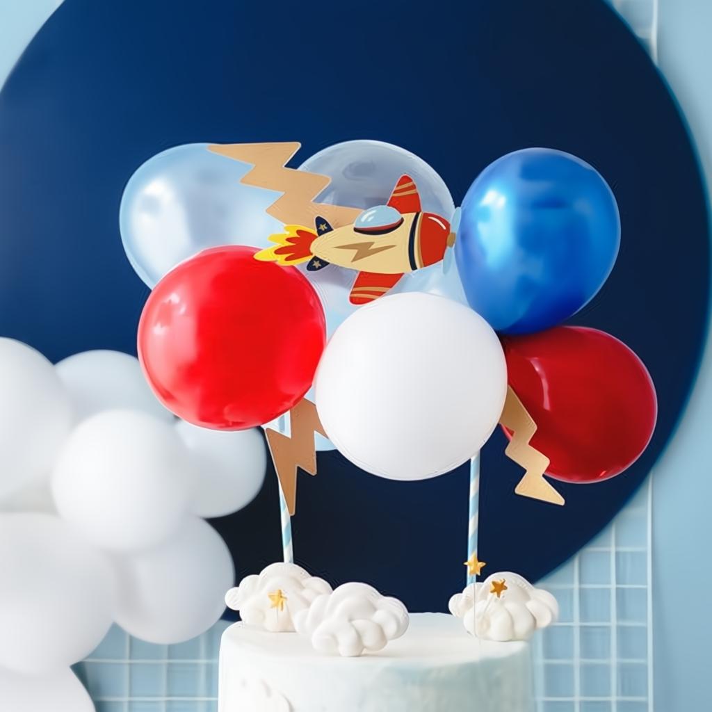 Ballon Kuchendeckel Flugzeug, 29 cm Topper für Kuchen und Muffins PartyDeco 2 fiestastore