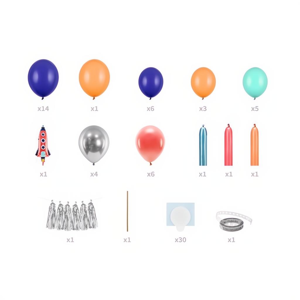Ballongirlande - Rakete, 154x130cm Ballongirlanden PartyDeco 2 fiestastore