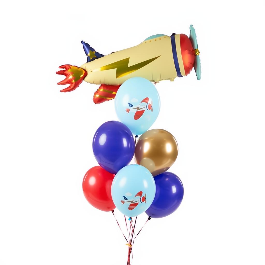 Ballons 30 cm, Flugzeug Bedruckte Latexballons PartyDeco 2 fiestastore