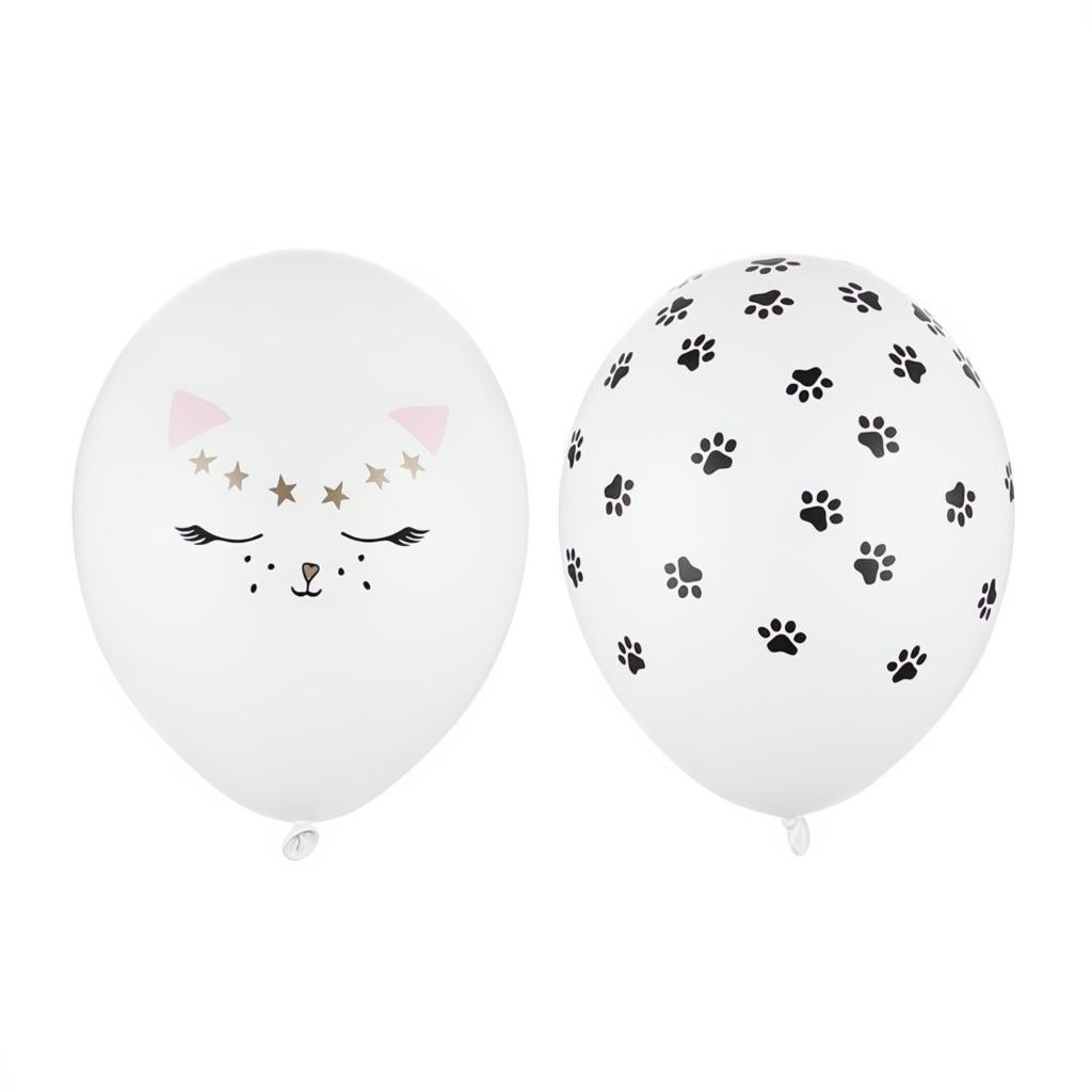 Ballons 30cm, Kätzchen, Pastel Pure White Bedruckte Latexballons PartyDeco 1 fiestastore