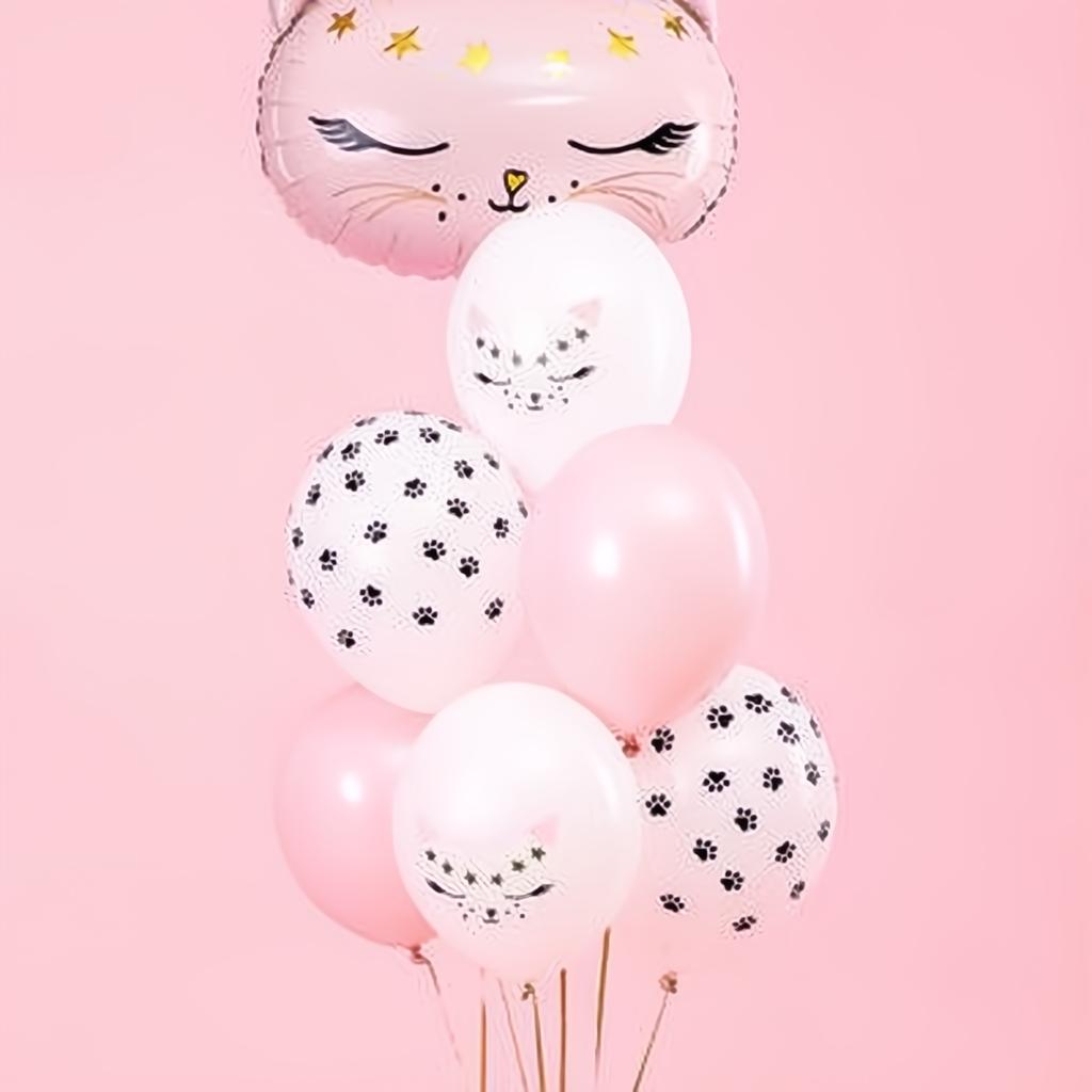 Ballons 30cm, Kätzchen, Pastel Pure White Bedruckte Latexballons PartyDeco 2 fiestastore