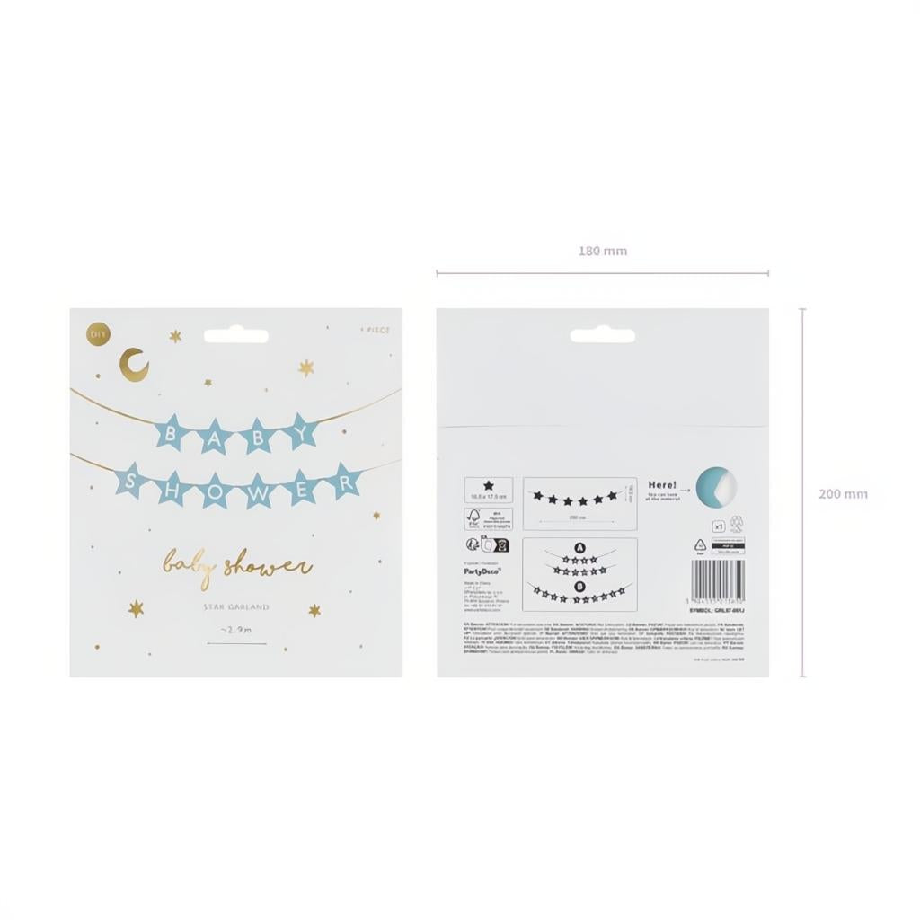 Banner Baby shower, 290x16.5 cm, hellblau PartyDeco 3 fiestastore