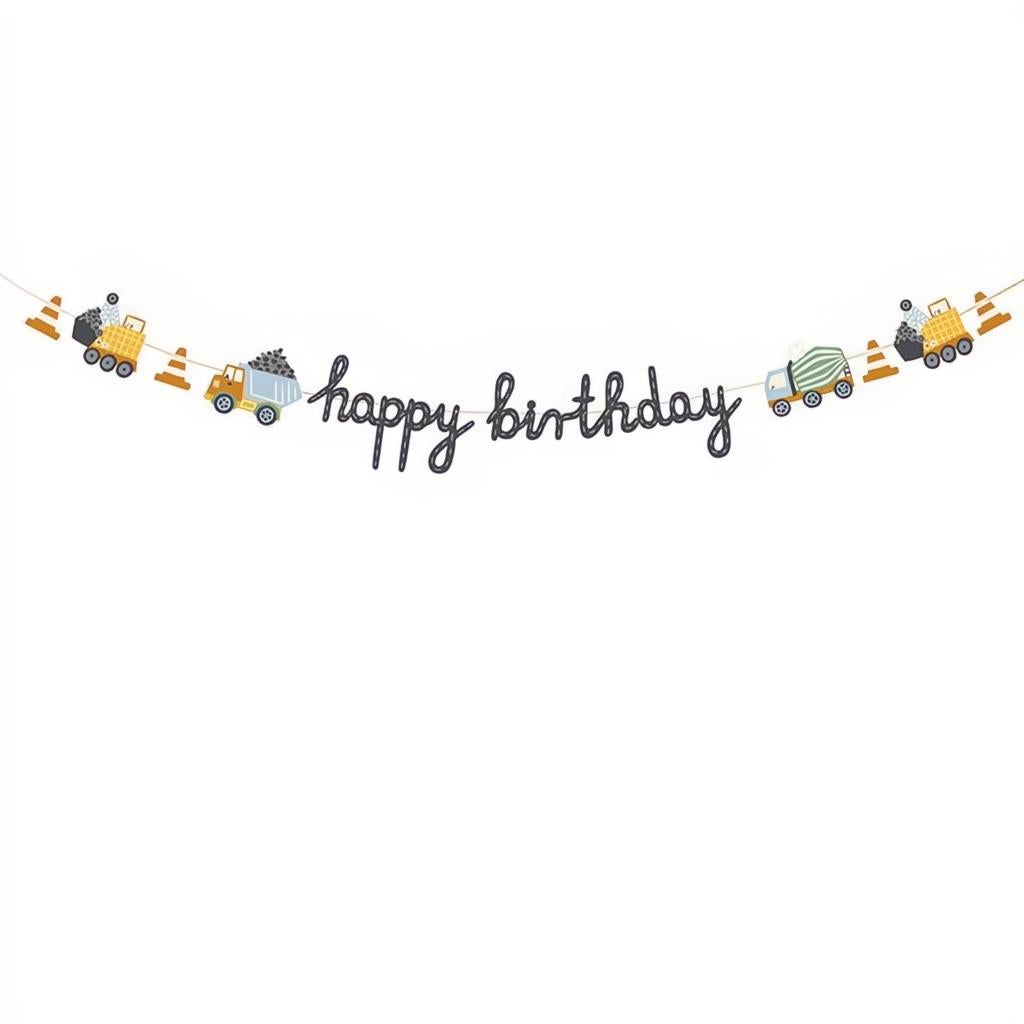 Banner Happy birthday Baufahrzeuge, 2 m Banner PartyDeco 1 fiestastore