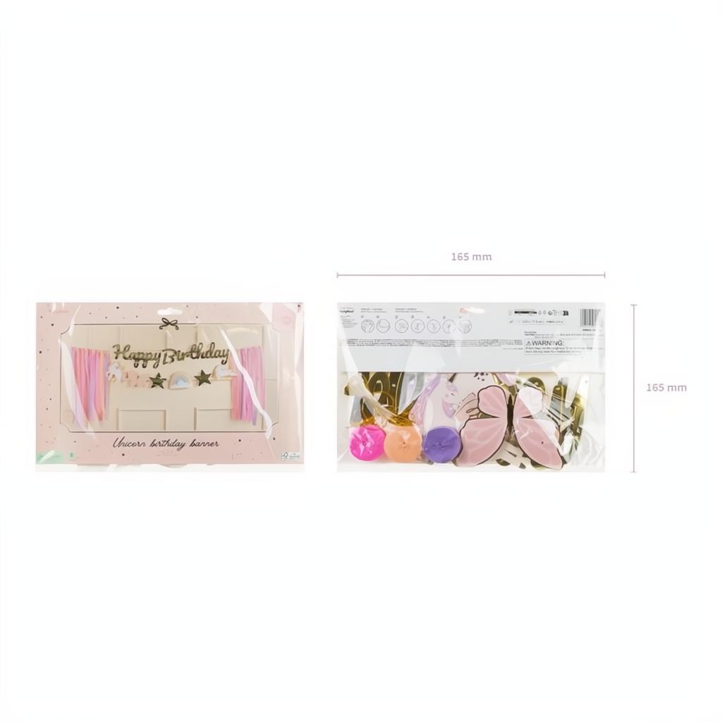 Banner Happy Birthday Einhörner, 230x17.5 cm PartyDeco 4 fiestastore