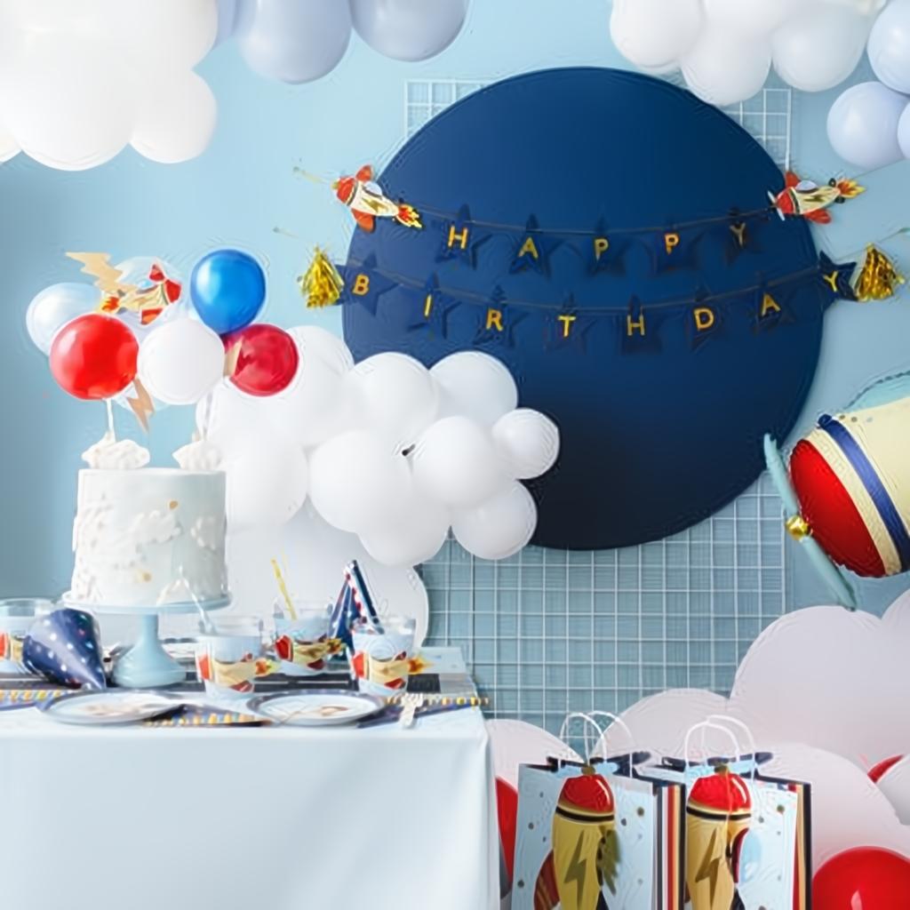 Banner Happy Birthday Flugzeuge, 2,5 m Banner PartyDeco 6 fiestastore