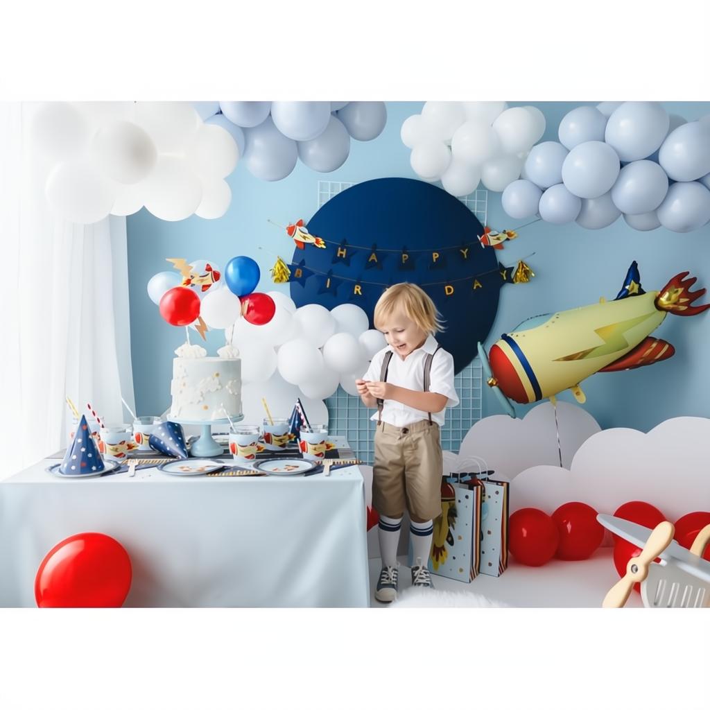 Banner Happy Birthday Flugzeuge, 2,5 m Banner PartyDeco 7 fiestastore