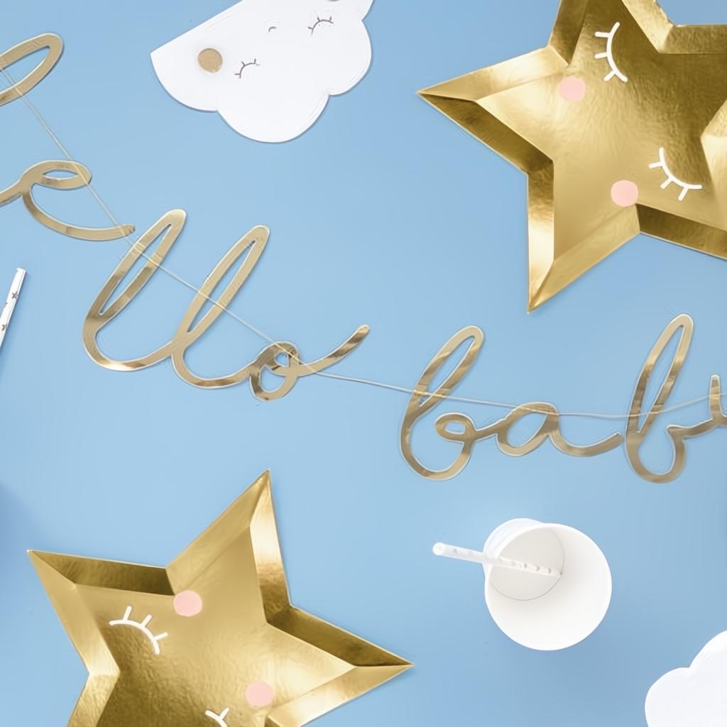 Banner Little Star - Hallo Baby, gold, 18x70cm PartyDeco 2 fiestastore