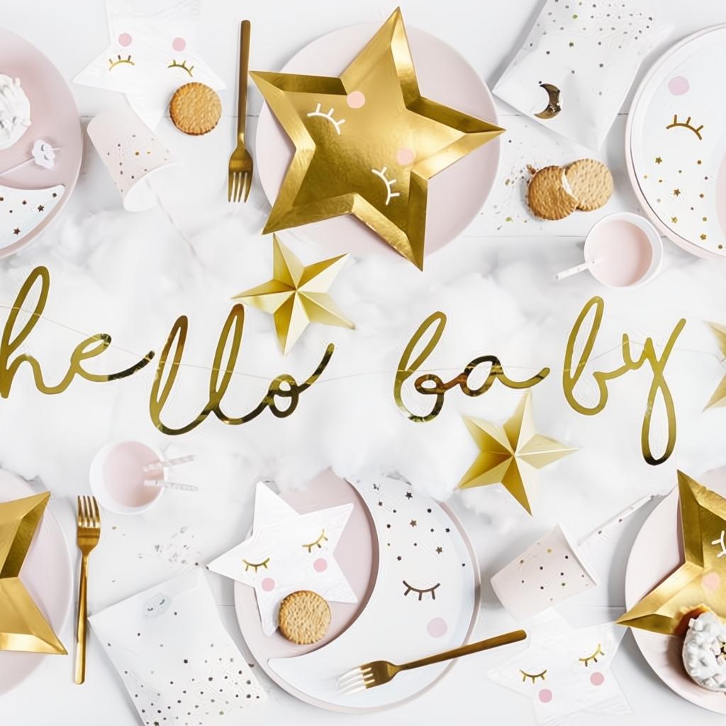 Banner Little Star - Hallo Baby, gold, 18x70cm PartyDeco 3 fiestastore