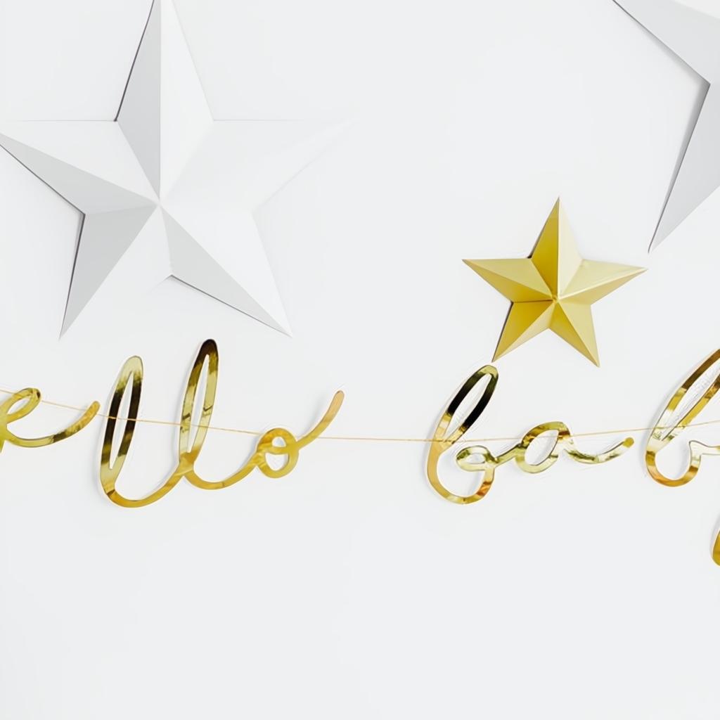 Banner Little Star - Hallo Baby, gold, 18x70cm PartyDeco 5 fiestastore