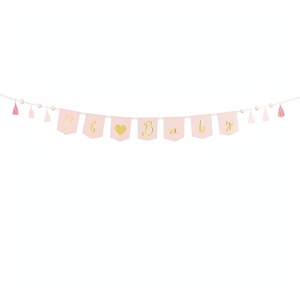 Banner Oh Baby mit Quasten, 2.5 m, hellrosa PartyDeco 1 fiestastore
