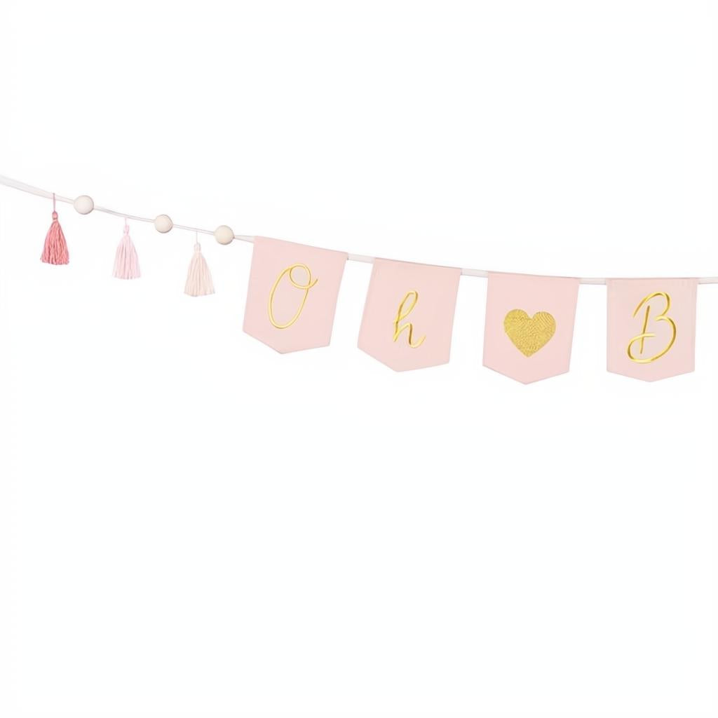 Banner Oh Baby mit Quasten, 2.5 m, hellrosa PartyDeco 2 fiestastore