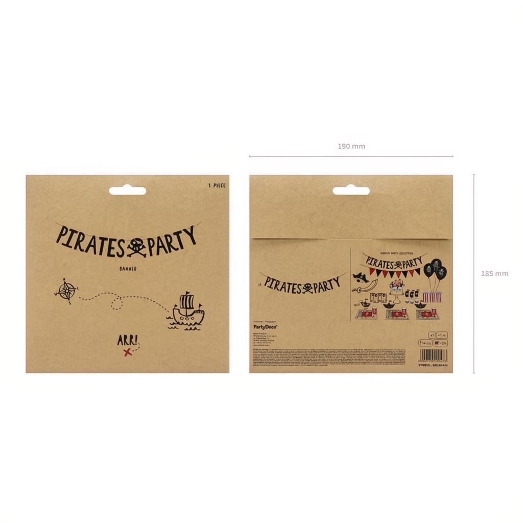 Banner Piraten - Pirates Party, schwarz, 14x100cm PartyDeco 5 fiestastore