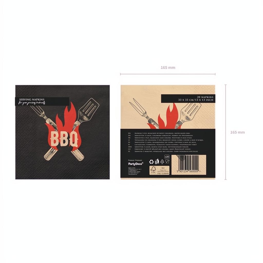 BBQ Servietten, 33x33 cm PartyDeco 7 fiestastore