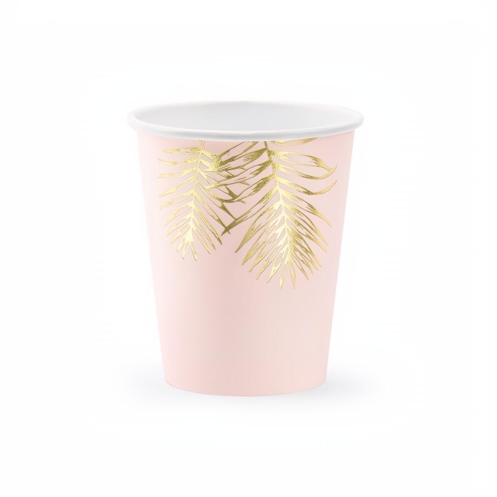 Becher Blätter, hellrosa, 220ml Becher / Gläser PartyDeco 1 fiestastore