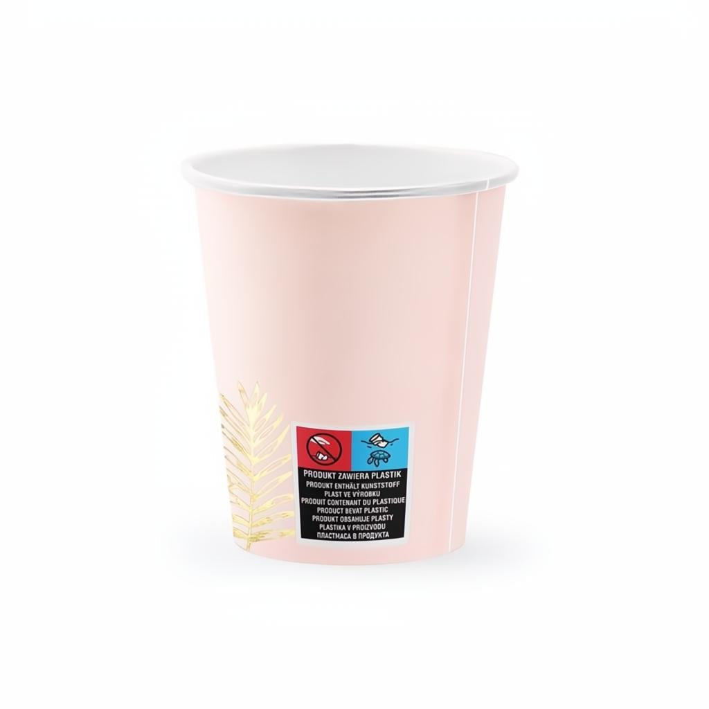 Becher Blätter, hellrosa, 220ml Becher / Gläser PartyDeco 2 fiestastore