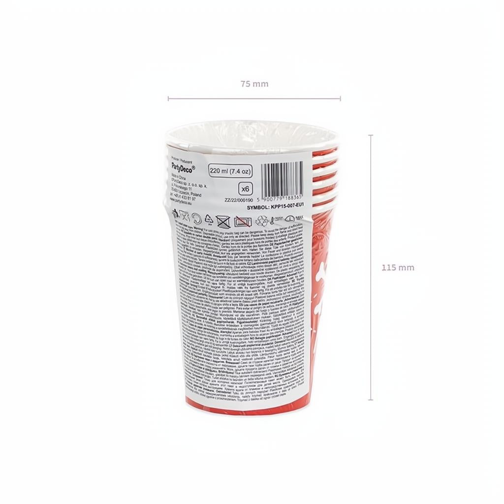 Becher Piraten, rot, 220ml PartyDeco 8 fiestastore