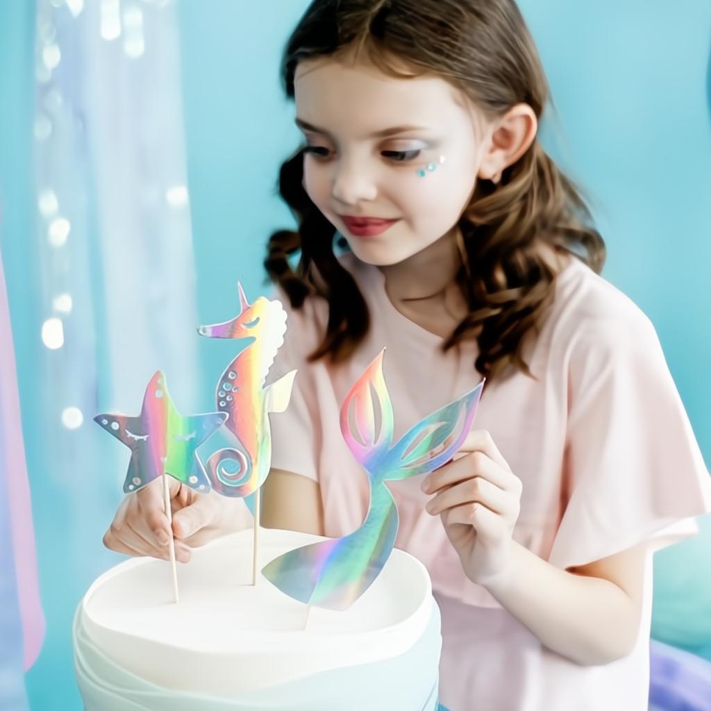 Caketopper Meerjungfrau, schillernd, 24,5cm Topper für Kuchen und Muffins PartyDeco 3 fiestastore