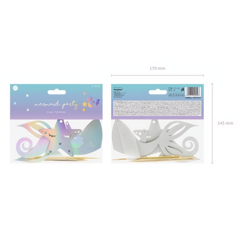 Caketopper Meerjungfrau, schillernd, 24,5cm Topper für Kuchen und Muffins PartyDeco 8 fiestastore