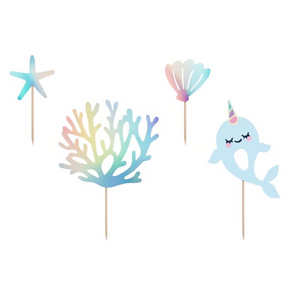 Caketopper Narwal, 10-15,5cm Topper für Kuchen und Muffins PartyDeco 1 fiestastore