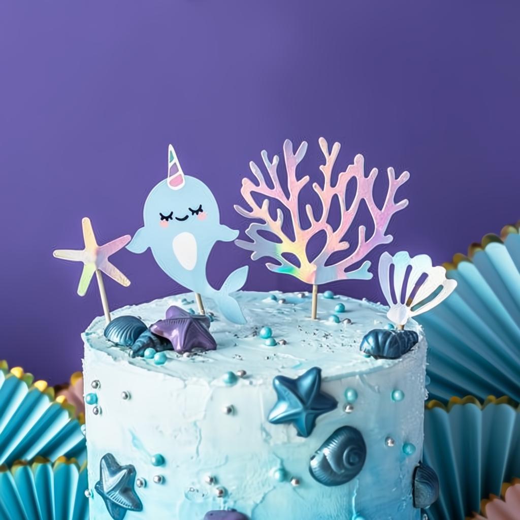 Caketopper Narwal, 10-15,5cm Topper für Kuchen und Muffins PartyDeco 2 fiestastore