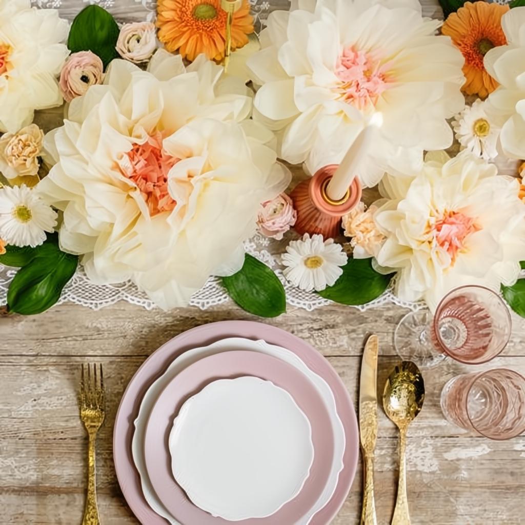 Dekoration aus Seidenpapier Blumen, cremefarben, 30-20 cm PartyDeco 3 fiestastore