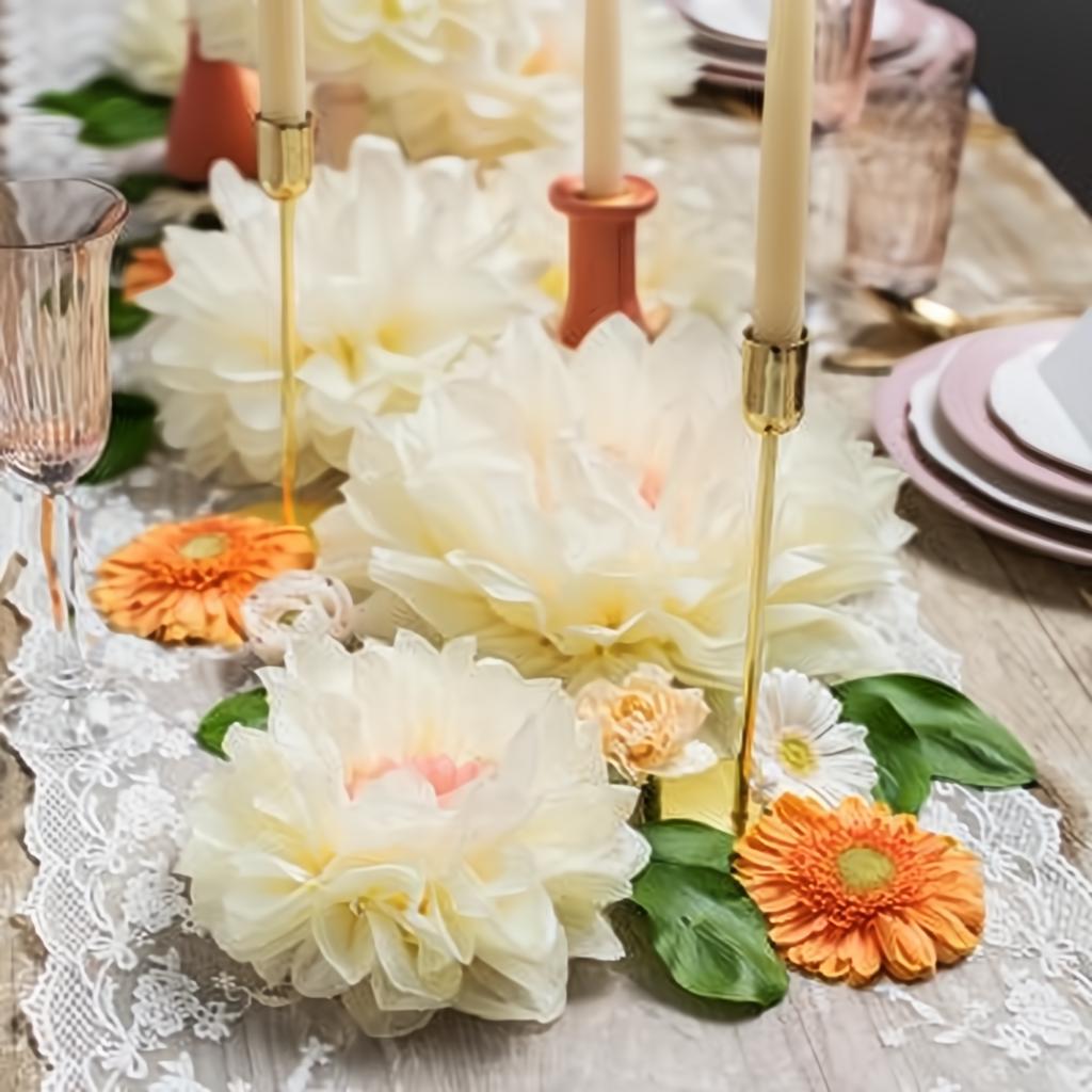 Dekoration aus Seidenpapier Blumen, cremefarben, 30-20 cm PartyDeco 4 fiestastore