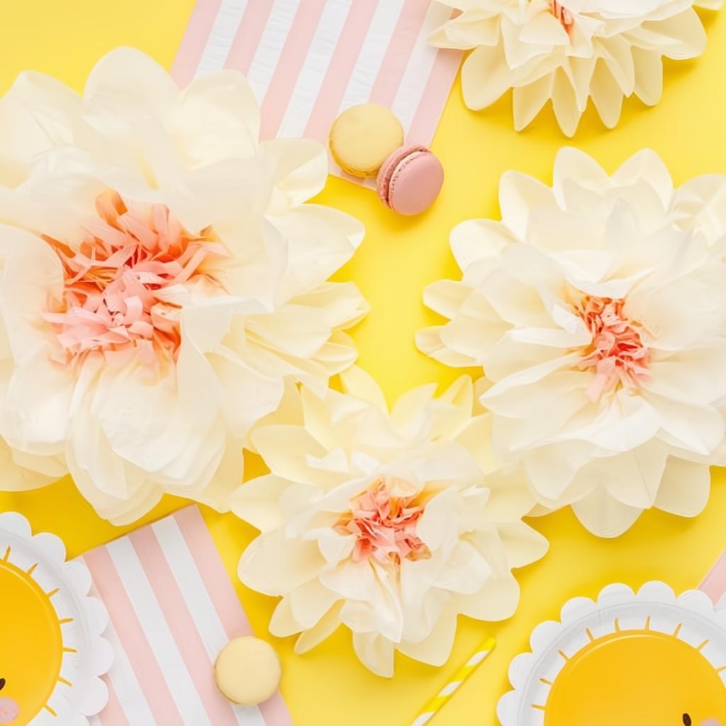Dekoration aus Seidenpapier Blumen, cremefarben, 30-20 cm PartyDeco 5 fiestastore