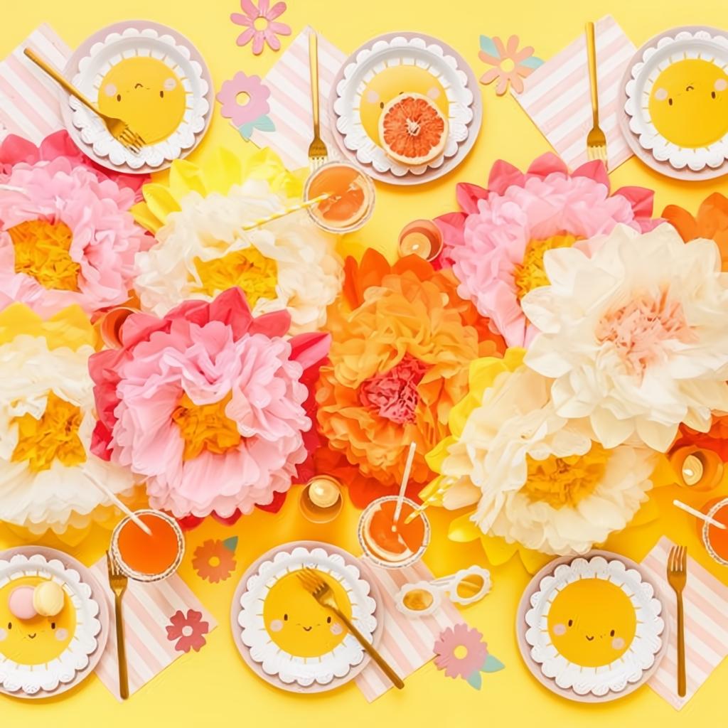 Dekoration aus Seidenpapier Blumen, cremefarben, 30-20 cm PartyDeco 7 fiestastore