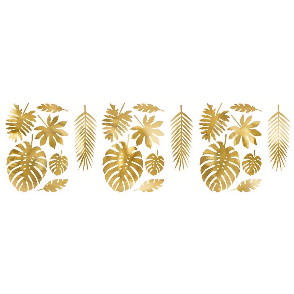 Dekorationen Aloha - tropische Blätter, gold Papierdekorationen PartyDeco 1 fiestastore