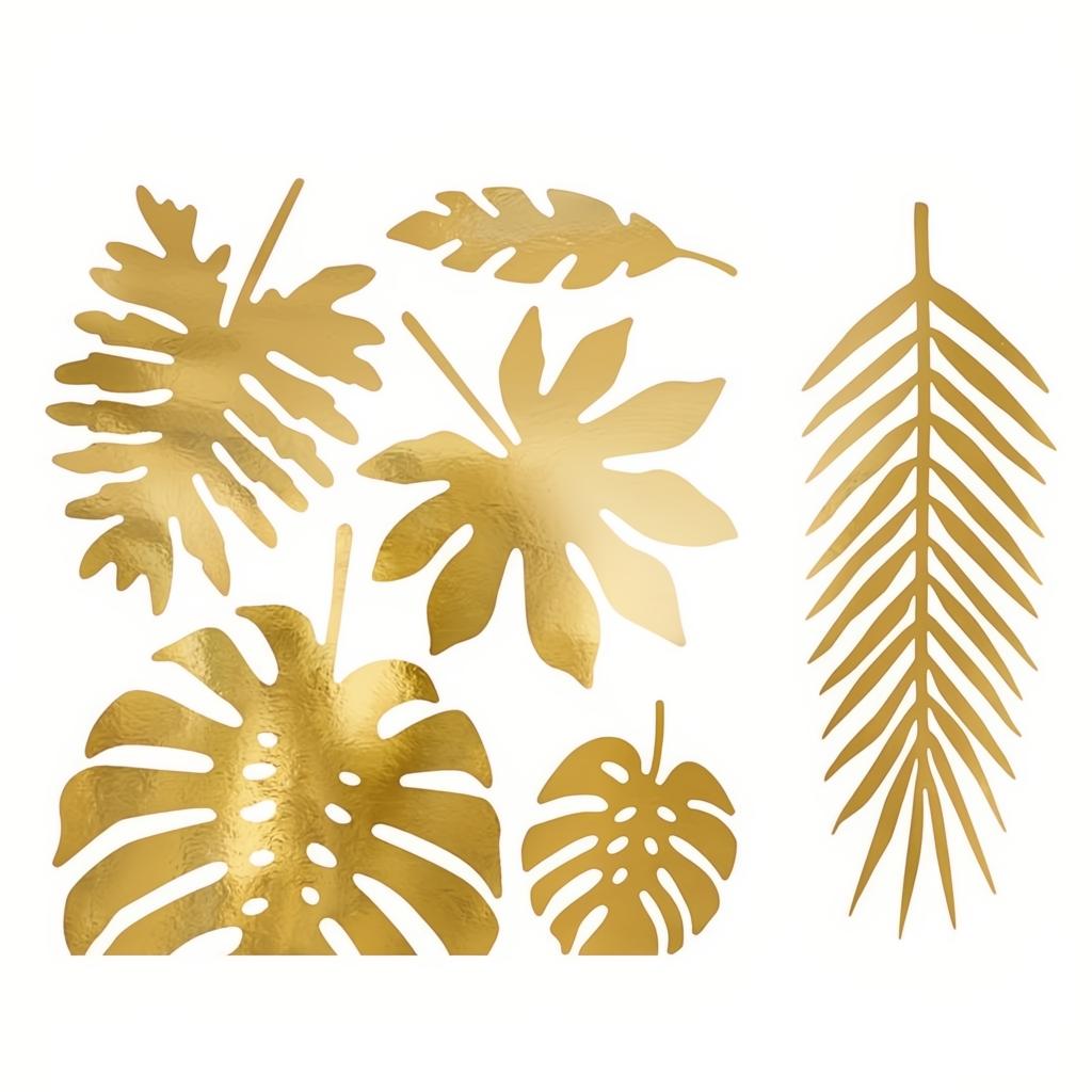 Dekorationen Aloha - tropische Blätter, gold Papierdekorationen PartyDeco 2 fiestastore