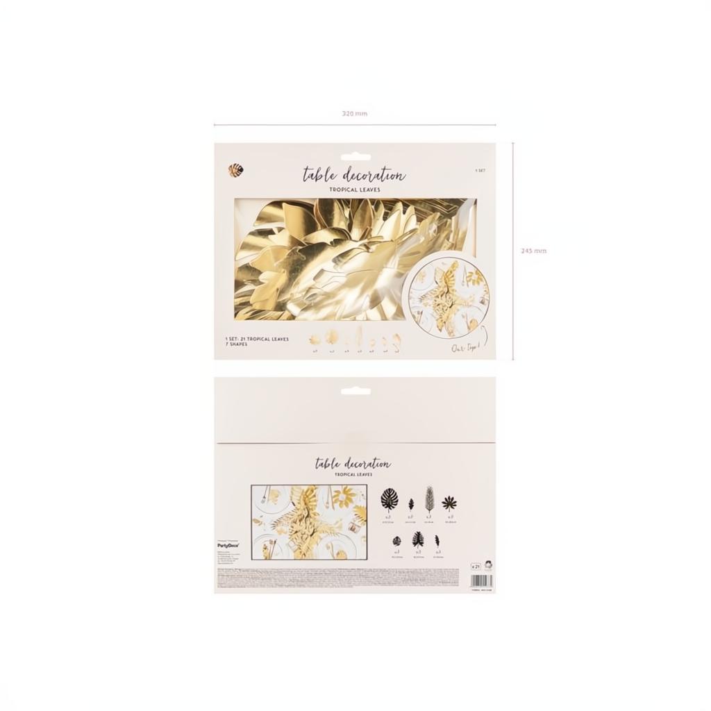 Dekorationen Aloha - tropische Blätter, gold Papierdekorationen PartyDeco 4 fiestastore