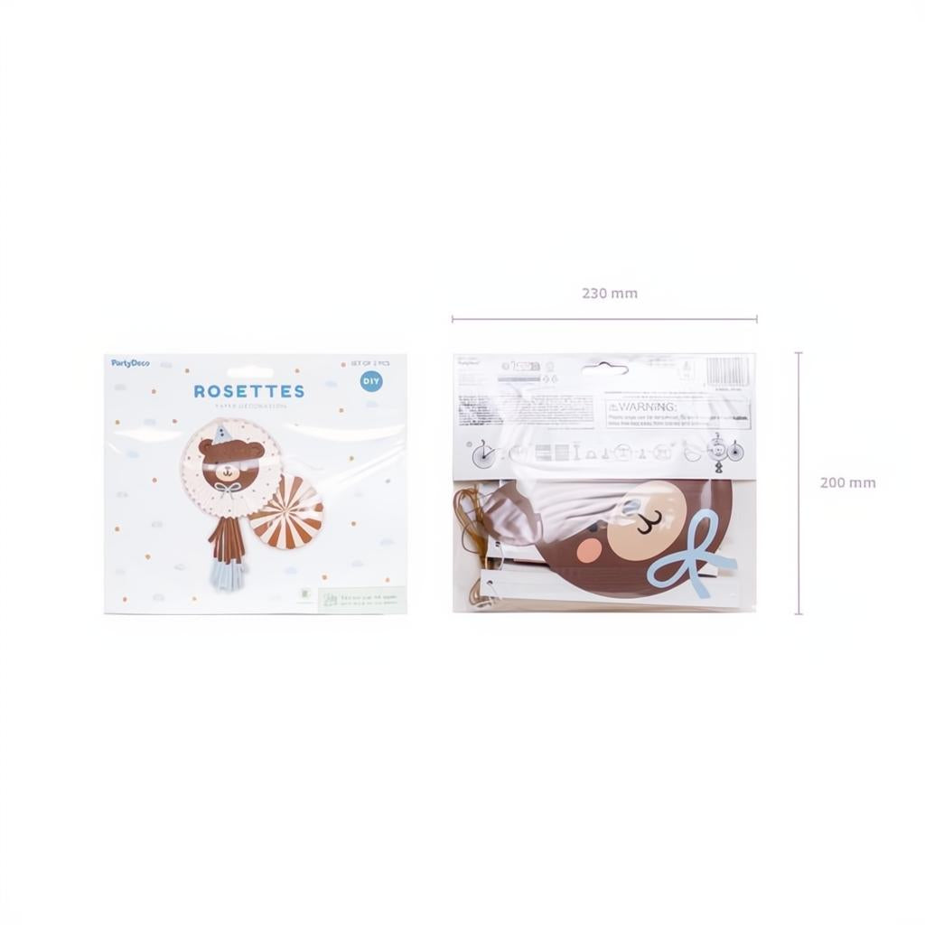 Dekorative Rosetten Bär, Set, 30-35 cm Papier-Rosetten PartyDeco 4 fiestastore