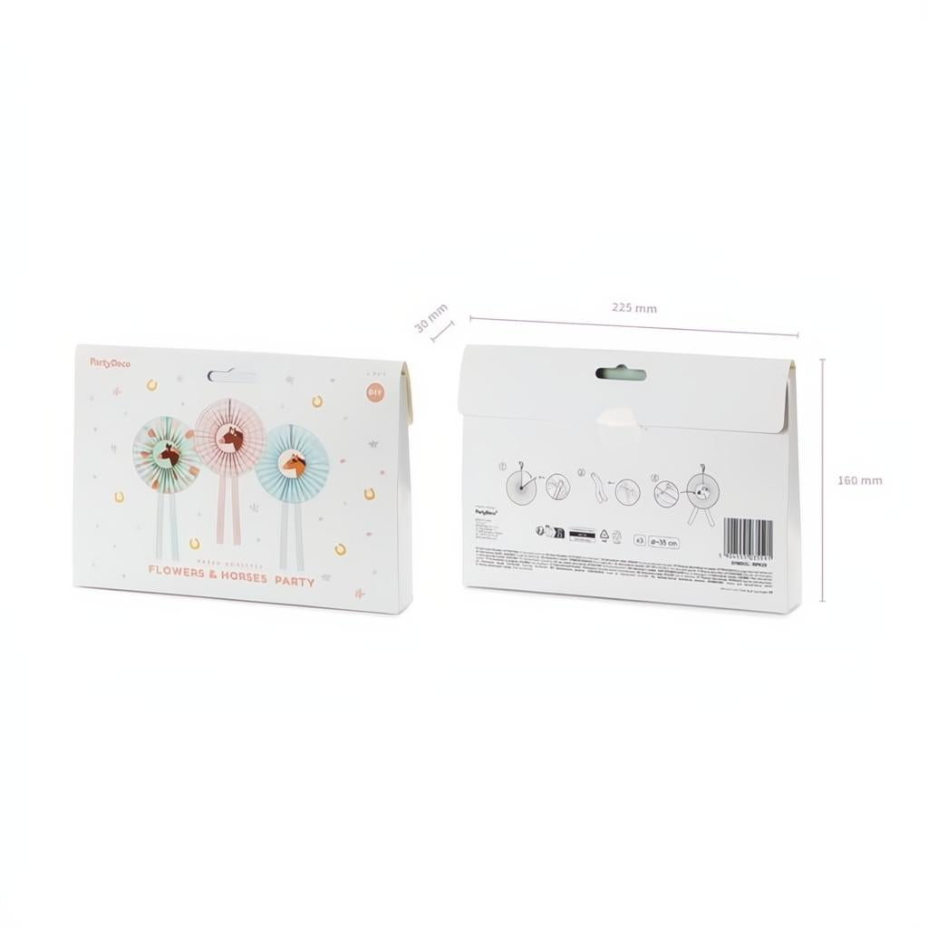Dekorative rosetten Pferde, 35 cm Papier-Rosetten PartyDeco 3 fiestastore