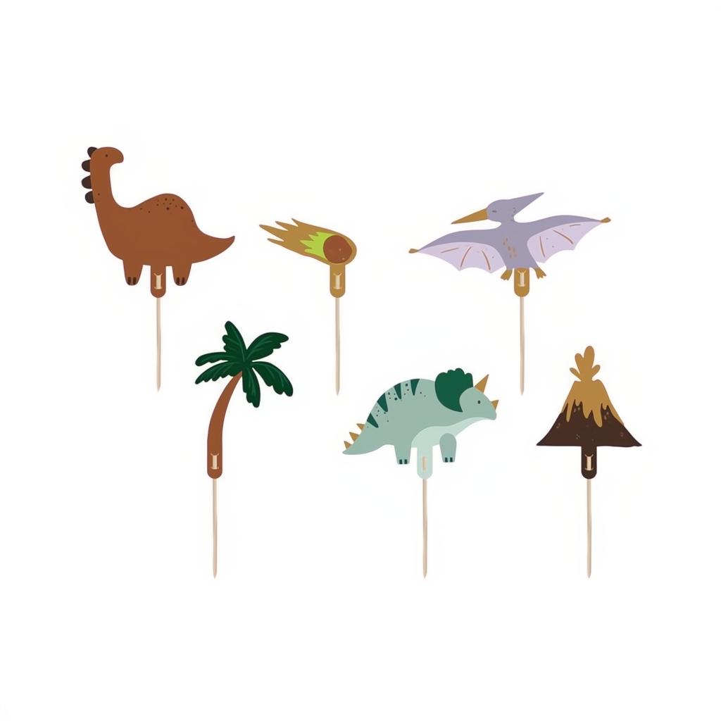 Dinosaurier-Tortentopper, 8-12 cm, Farbenmix Topper für Kuchen und Muffins PartyDeco 1 fiestastore