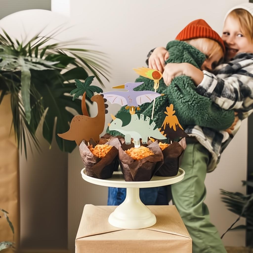 Dinosaurier-Tortentopper, 8-12 cm, Farbenmix Topper für Kuchen und Muffins PartyDeco 3 fiestastore