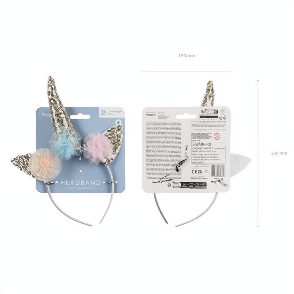 Einhornhorn-Stirnband, 26,5x17,2 cm PartyDeco 3 fiestastore