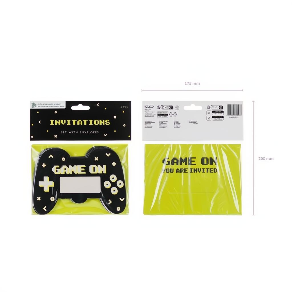 Einladungen Gamepad, Farbenmix Einladungen PartyDeco 5 fiestastore