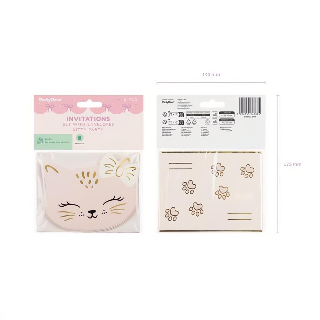 Einladungen Katzen,13 x 10cm Einladungen PartyDeco 5 fiestastore