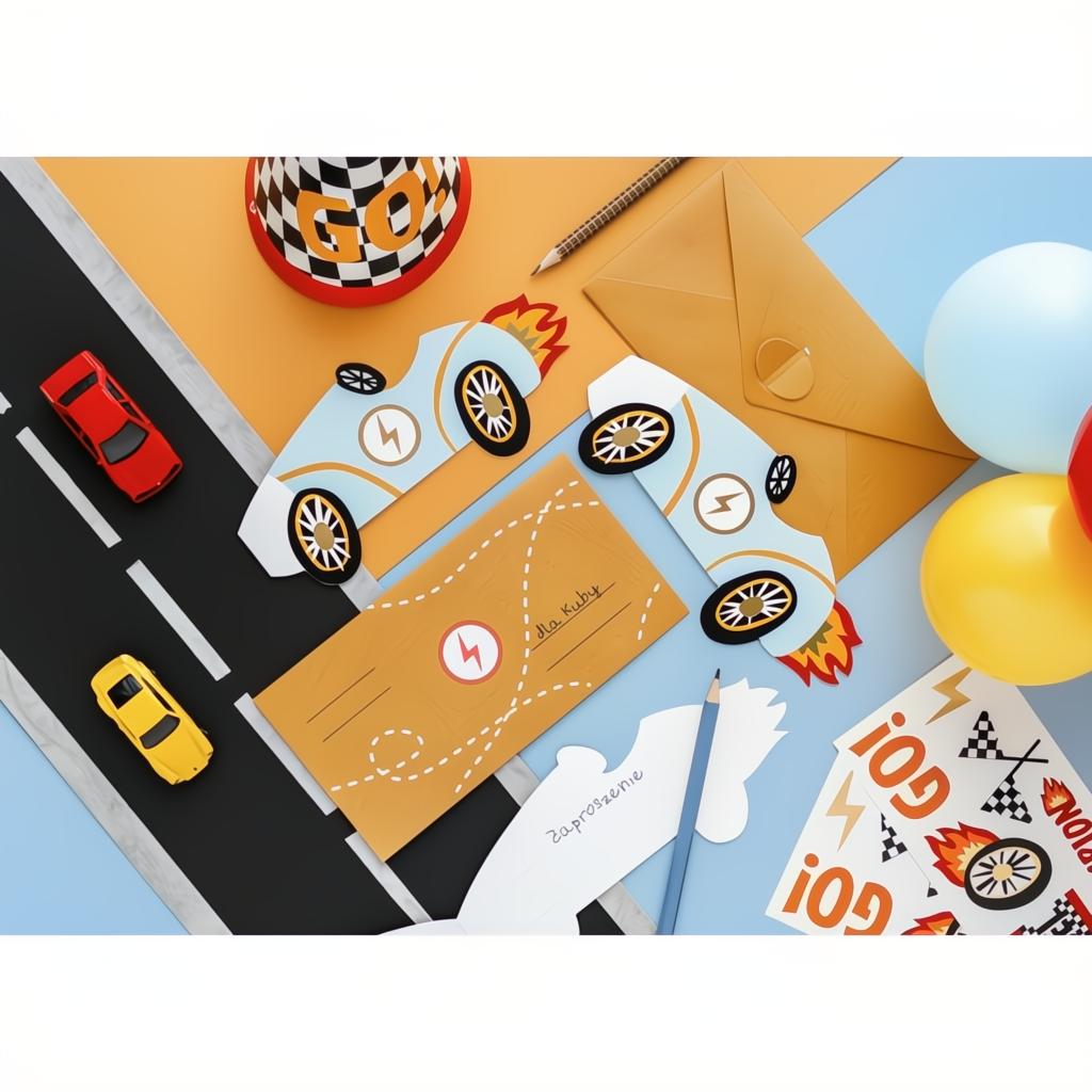 Einladungskarte Auto mix, 6 Stück Einladungen PartyDeco 3 fiestastore