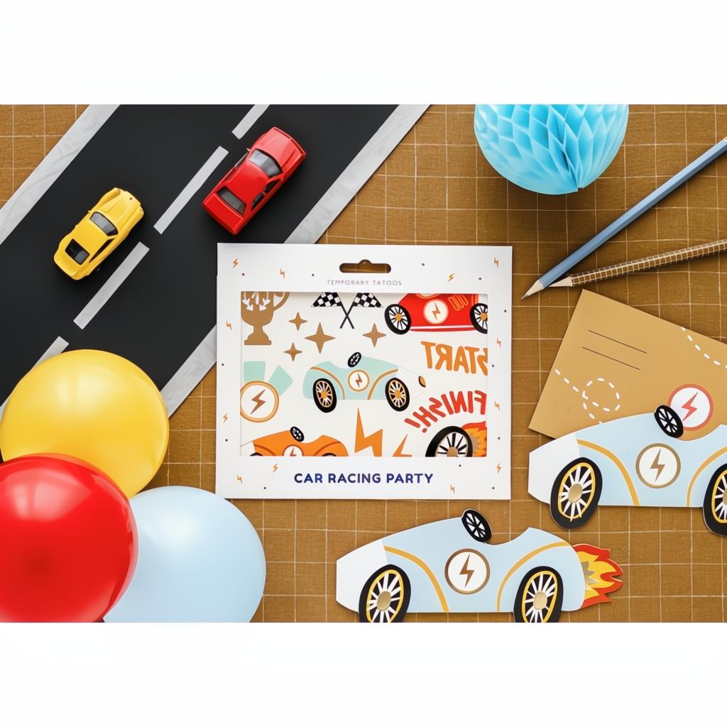 Einladungskarte Auto mix, 6 Stück Einladungen PartyDeco 4 fiestastore