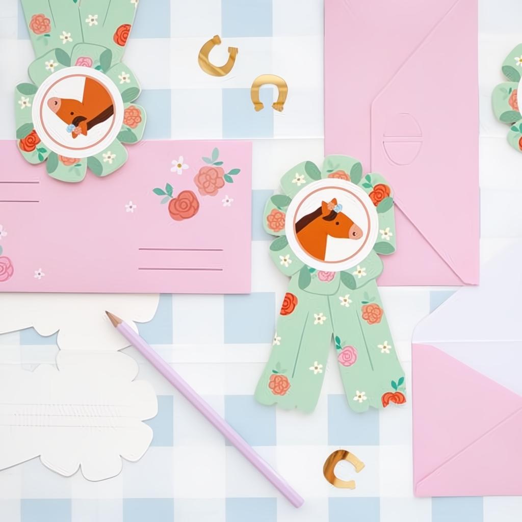 Einladungskarte Pferde 16,5 x 19,5 cm Einladungen PartyDeco 3 fiestastore
