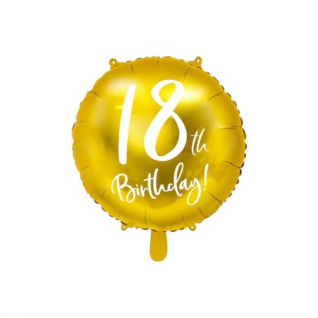 Folien-Luftballon 18th Birthday, in Goldfarbe, 45cm PartyDeco 1 fiestastore