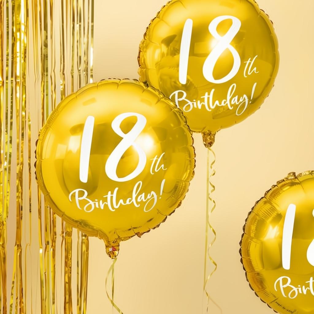 Folien-Luftballon 18th Birthday, in Goldfarbe, 45cm PartyDeco 2 fiestastore