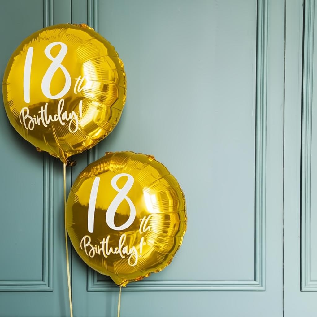 Folien-Luftballon 18th Birthday, in Goldfarbe, 45cm PartyDeco 4 fiestastore