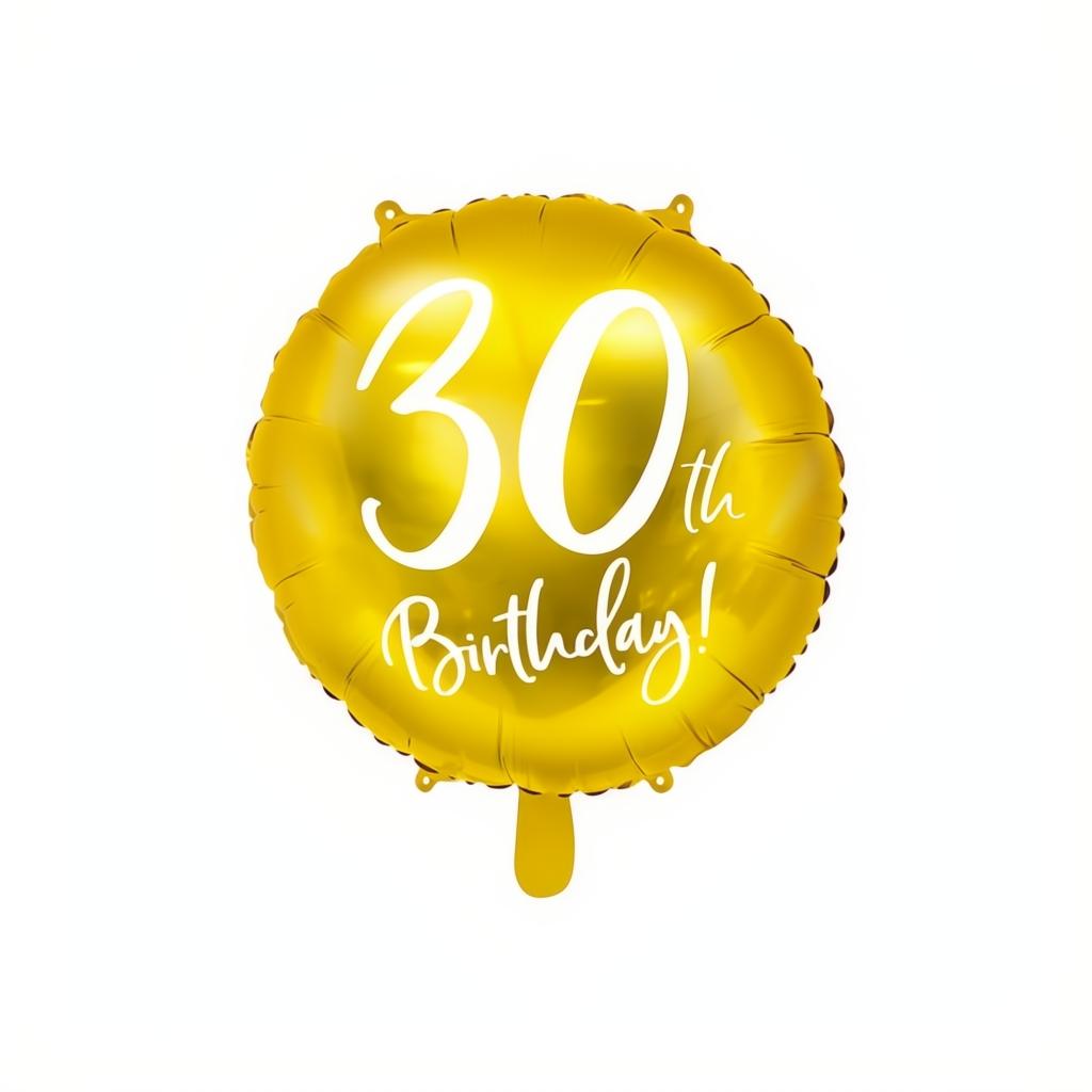 Folienballon 30th Birthday, gold, 45cm PartyDeco 1 fiestastore